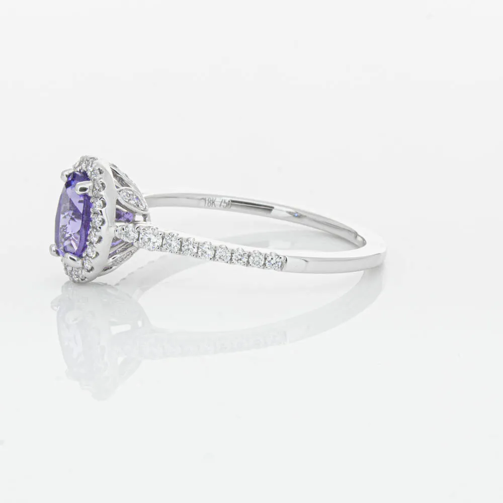 18ct White Gold .85ct Tanzanite & Diamond Mini Sierra Ring