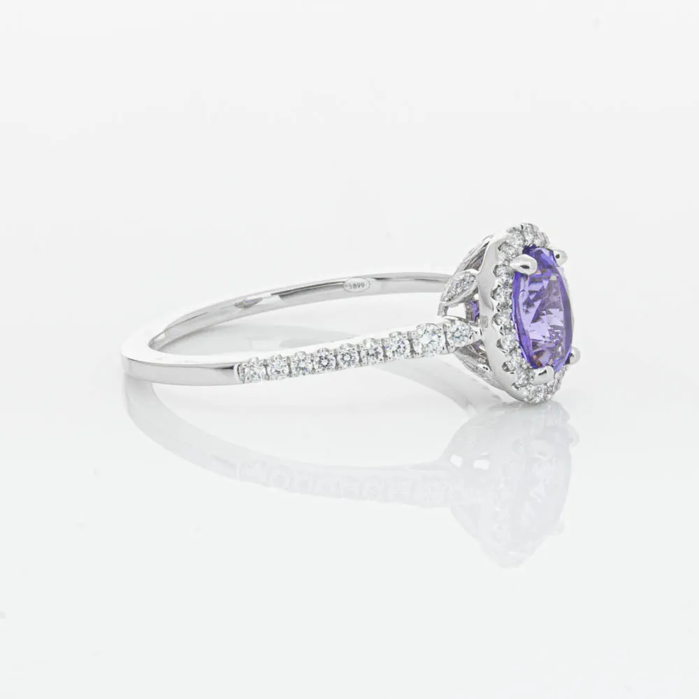 18ct White Gold .85ct Tanzanite & Diamond Mini Sierra Ring