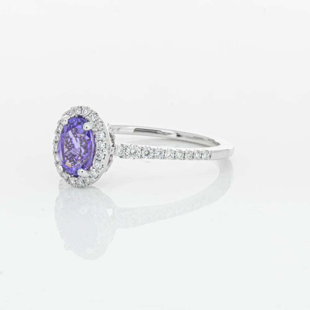 18ct White Gold .85ct Tanzanite & Diamond Mini Sierra Ring