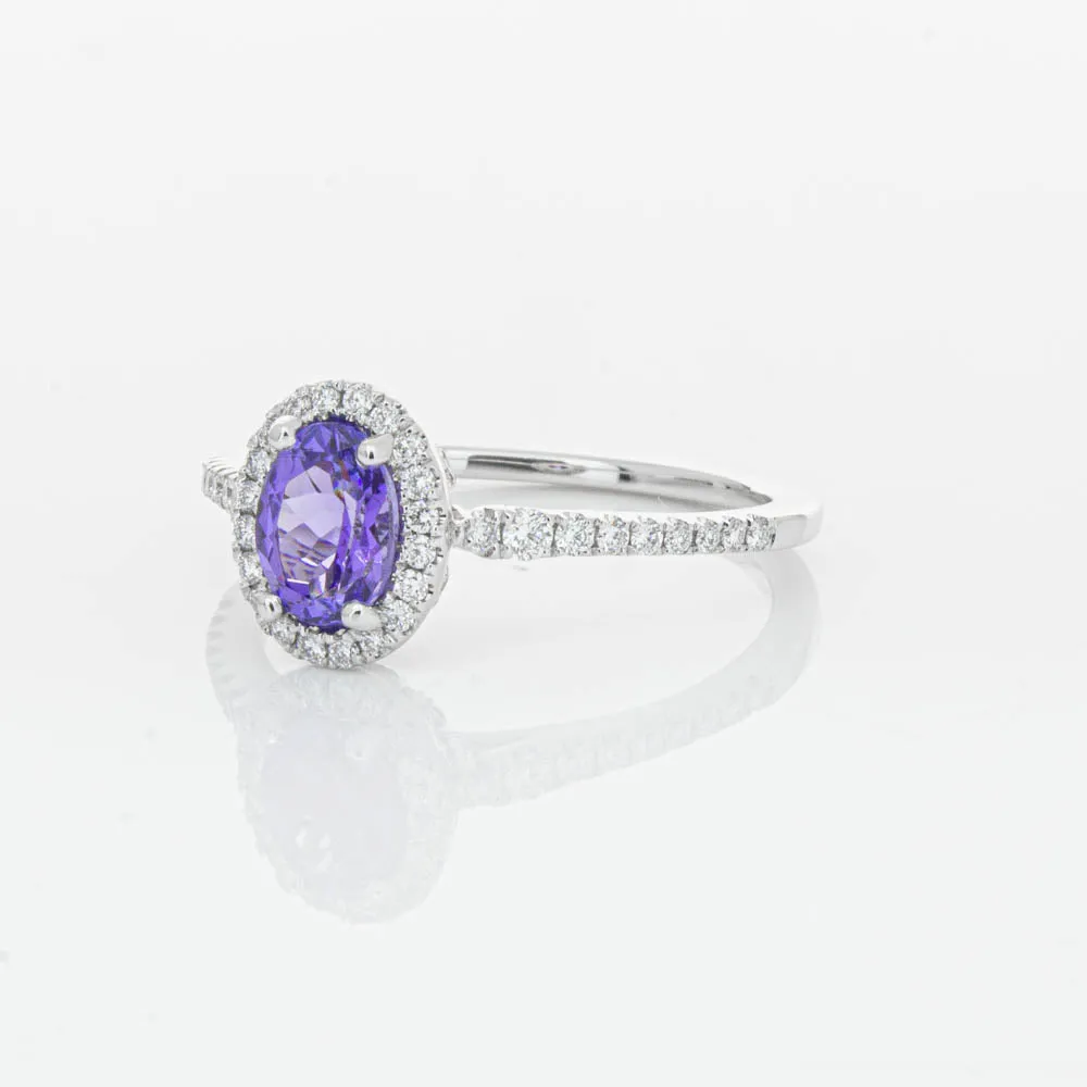 18ct White Gold .85ct Tanzanite & Diamond Mini Sierra Ring