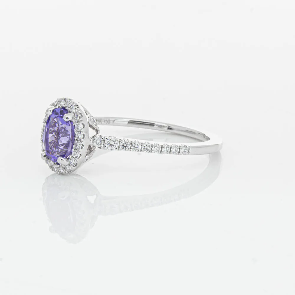 18ct White Gold .85ct Tanzanite & Diamond Mini Sierra Ring