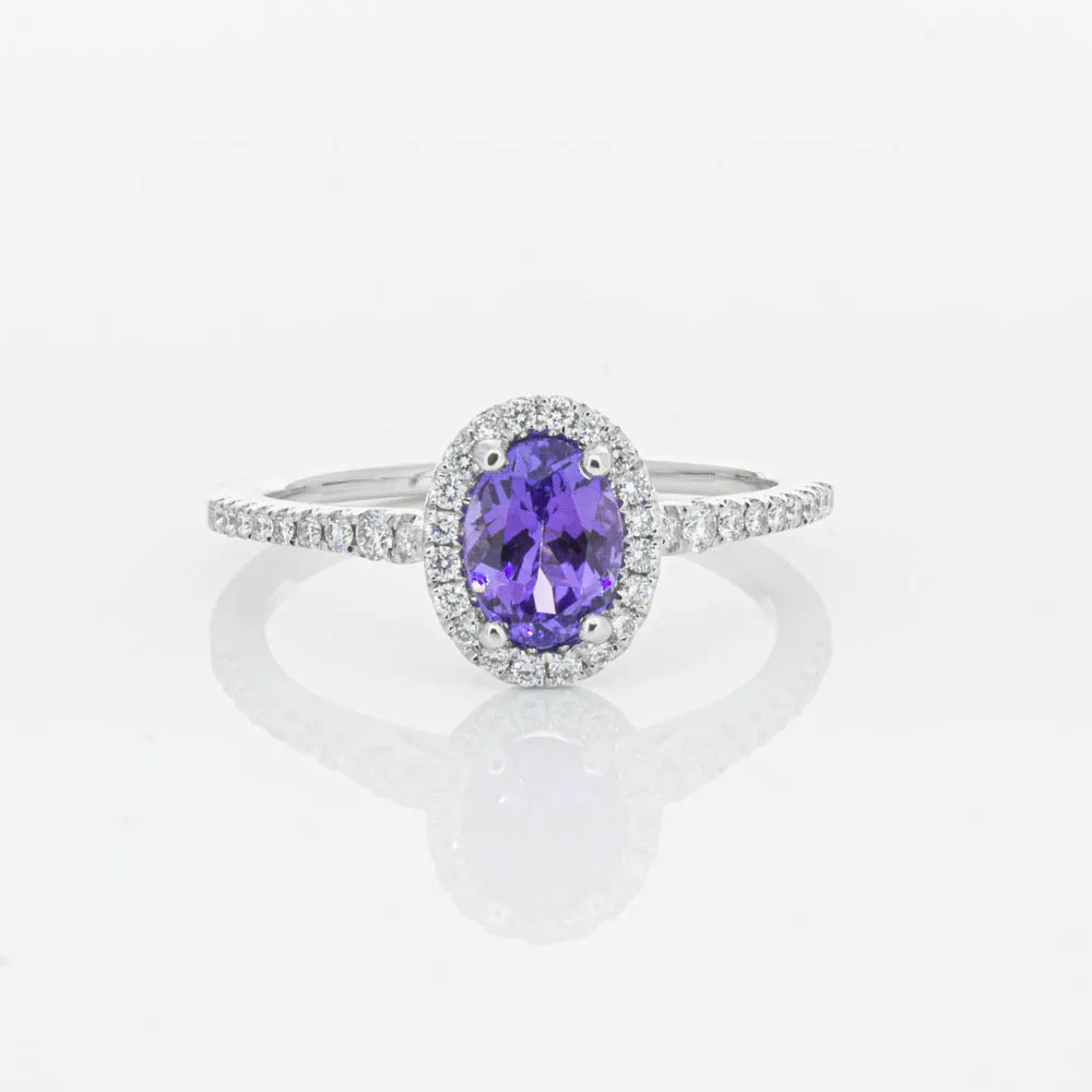 18ct White Gold .85ct Tanzanite & Diamond Mini Sierra Ring