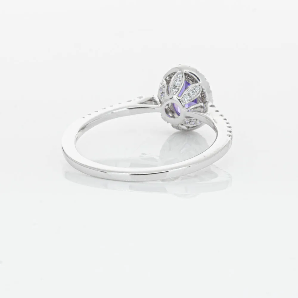 18ct White Gold .85ct Tanzanite & Diamond Mini Sierra Ring