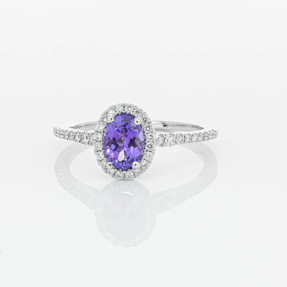 18ct White Gold .85ct Tanzanite & Diamond Mini Sierra Ring