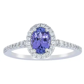 18ct White Gold .85ct Tanzanite & Diamond Mini Sierra Ring