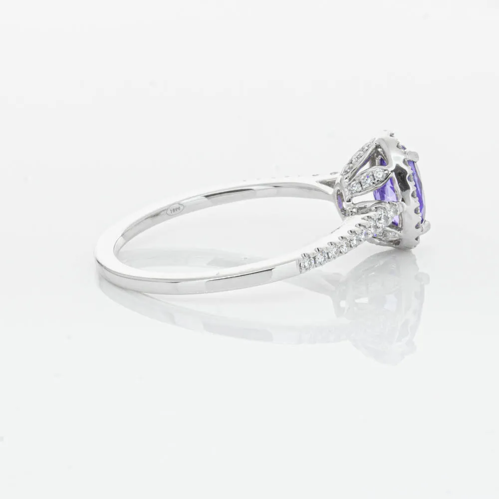 18ct White Gold .85ct Tanzanite & Diamond Mini Sierra Ring