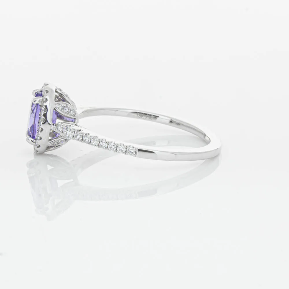 18ct White Gold .85ct Tanzanite & Diamond Mini Sierra Ring