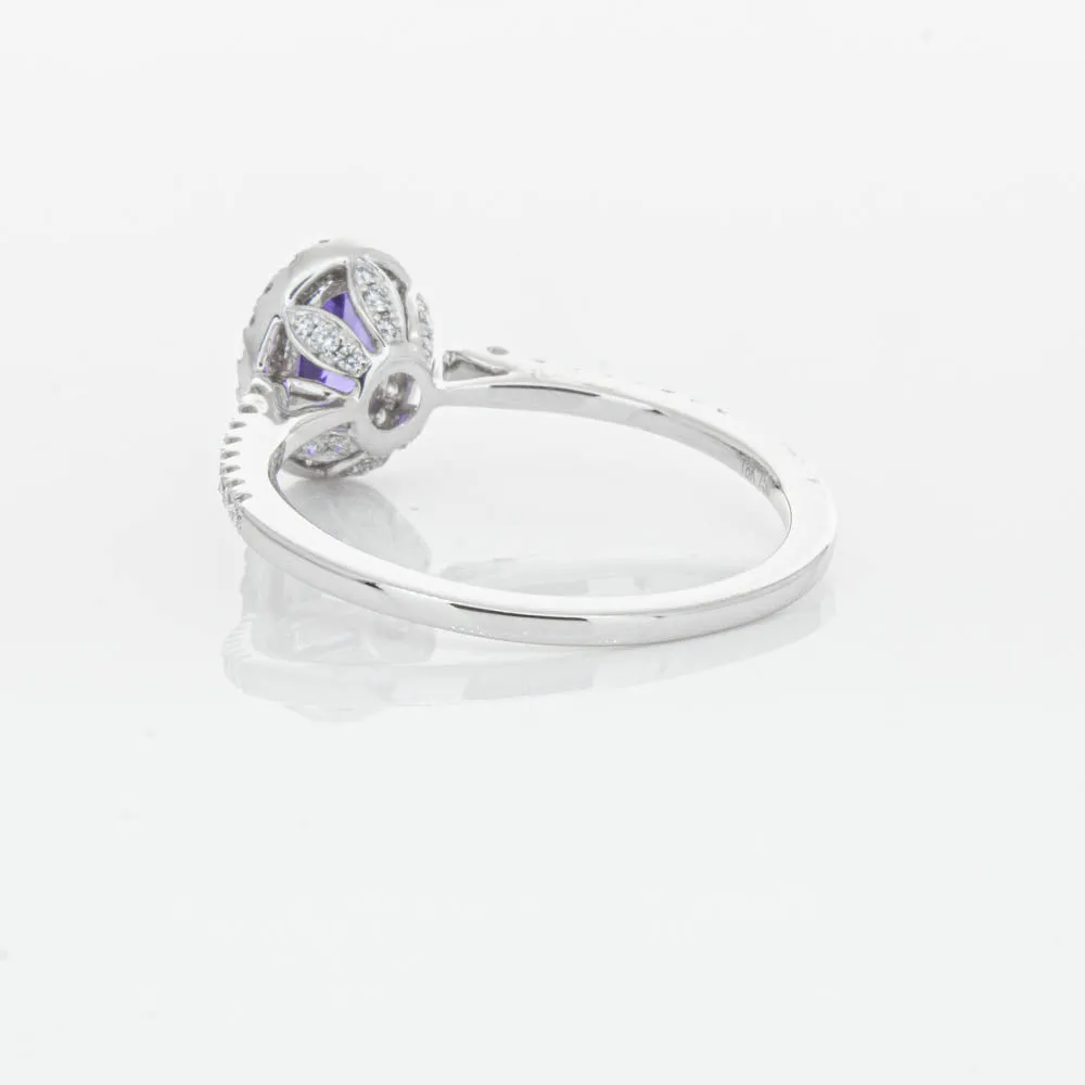 18ct White Gold .85ct Tanzanite & Diamond Mini Sierra Ring