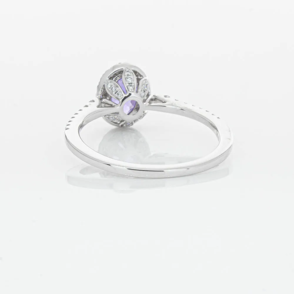 18ct White Gold .85ct Tanzanite & Diamond Mini Sierra Ring