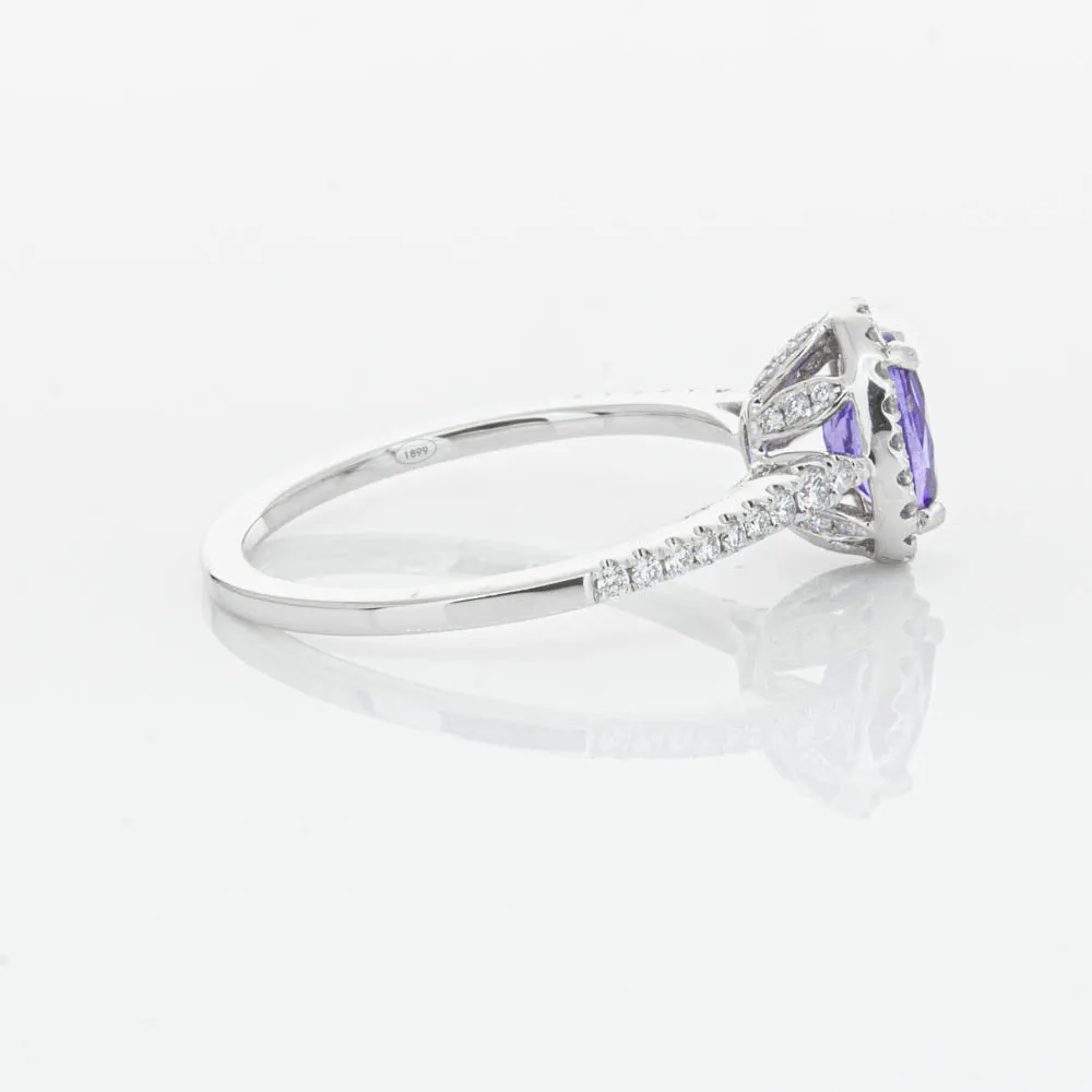 18ct White Gold .85ct Tanzanite & Diamond Mini Sierra Ring