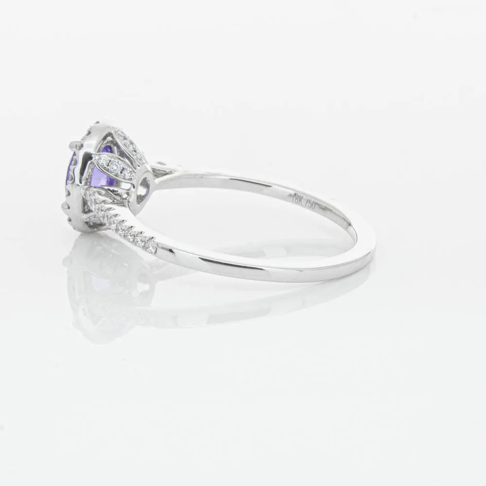 18ct White Gold .85ct Tanzanite & Diamond Mini Sierra Ring