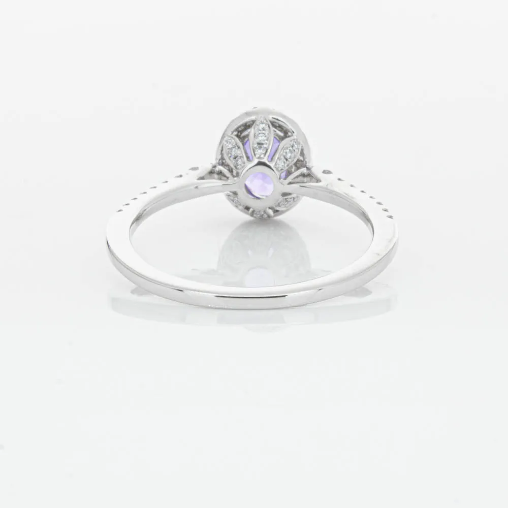 18ct White Gold .85ct Tanzanite & Diamond Mini Sierra Ring