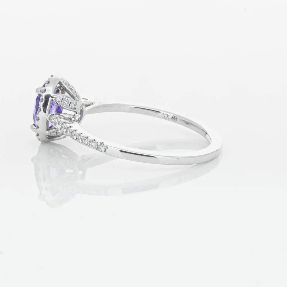 18ct White Gold .85ct Tanzanite & Diamond Mini Sierra Ring