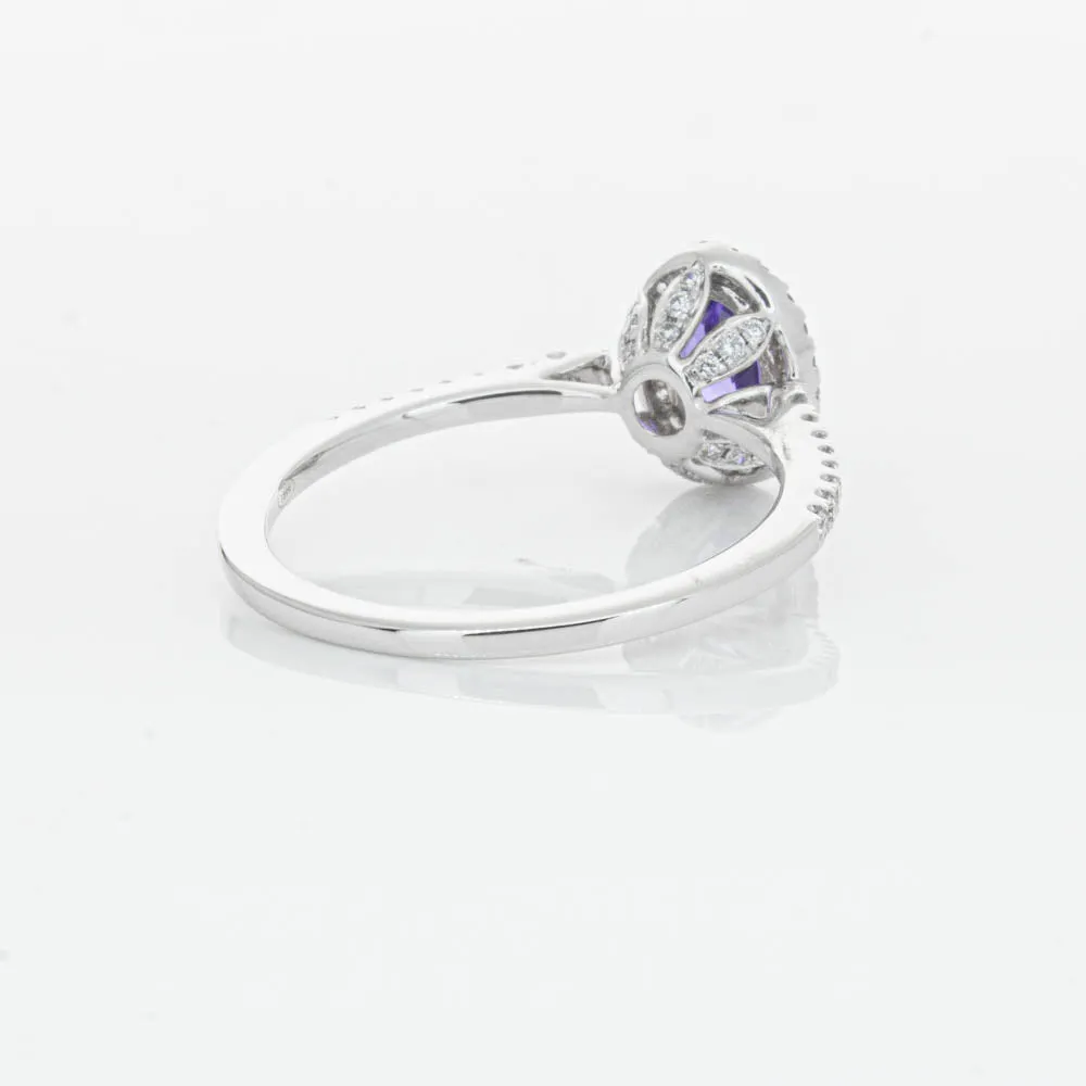 18ct White Gold .85ct Tanzanite & Diamond Mini Sierra Ring