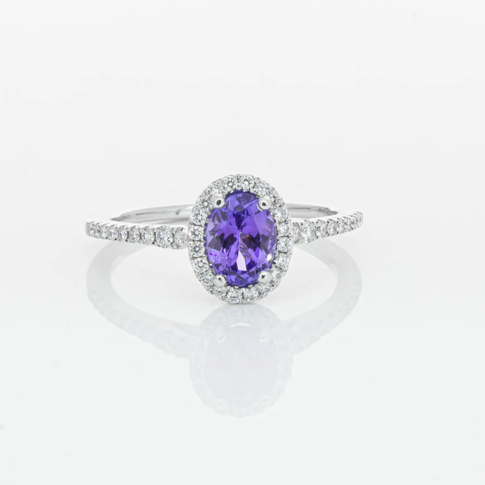 18ct White Gold .85ct Tanzanite & Diamond Mini Sierra Ring