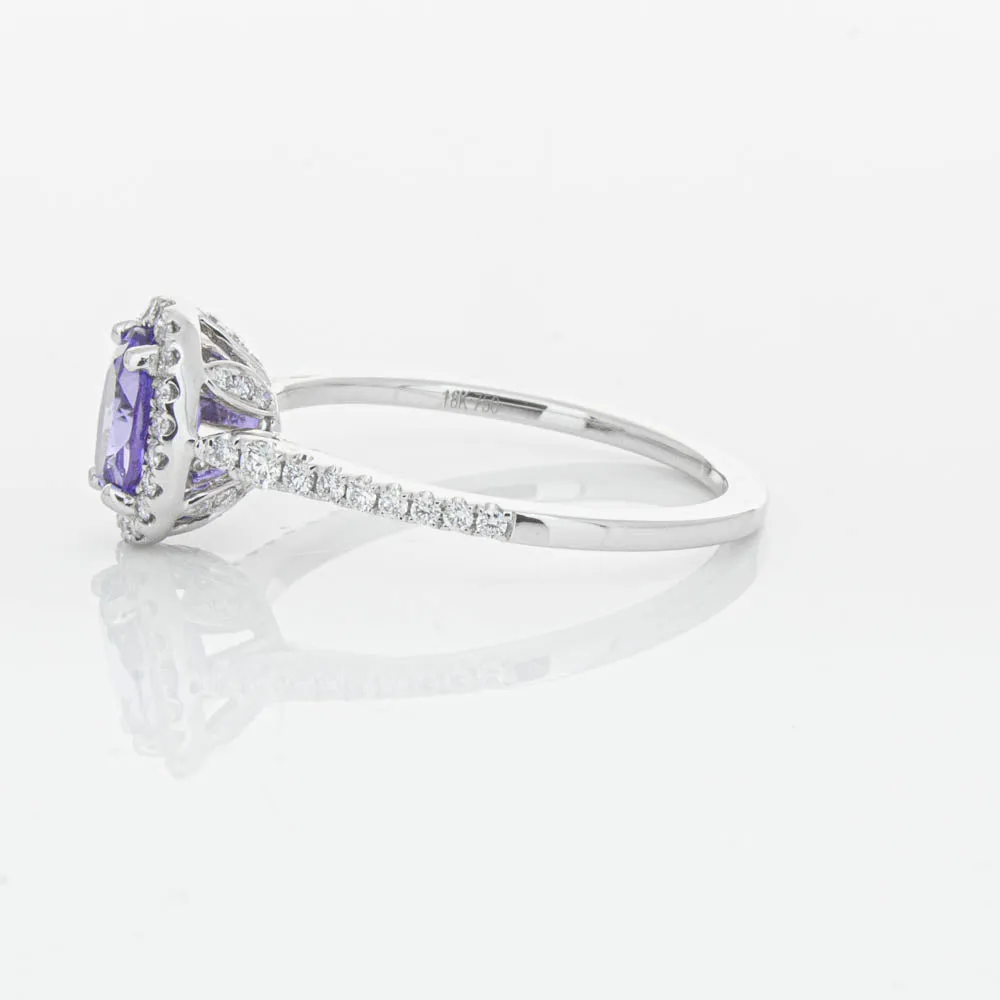 18ct White Gold .85ct Tanzanite & Diamond Mini Sierra Ring