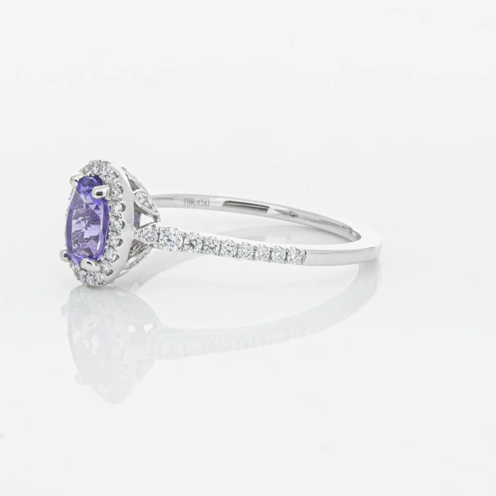 18ct White Gold .85ct Tanzanite & Diamond Mini Sierra Ring