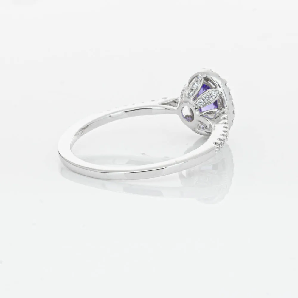 18ct White Gold .85ct Tanzanite & Diamond Mini Sierra Ring