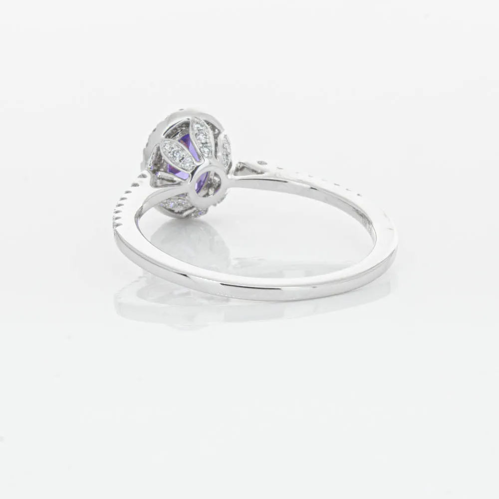 18ct White Gold .85ct Tanzanite & Diamond Mini Sierra Ring