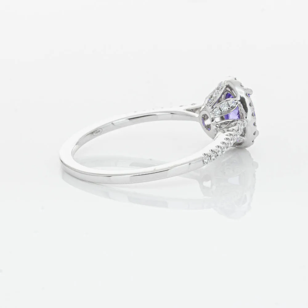 18ct White Gold .85ct Tanzanite & Diamond Mini Sierra Ring