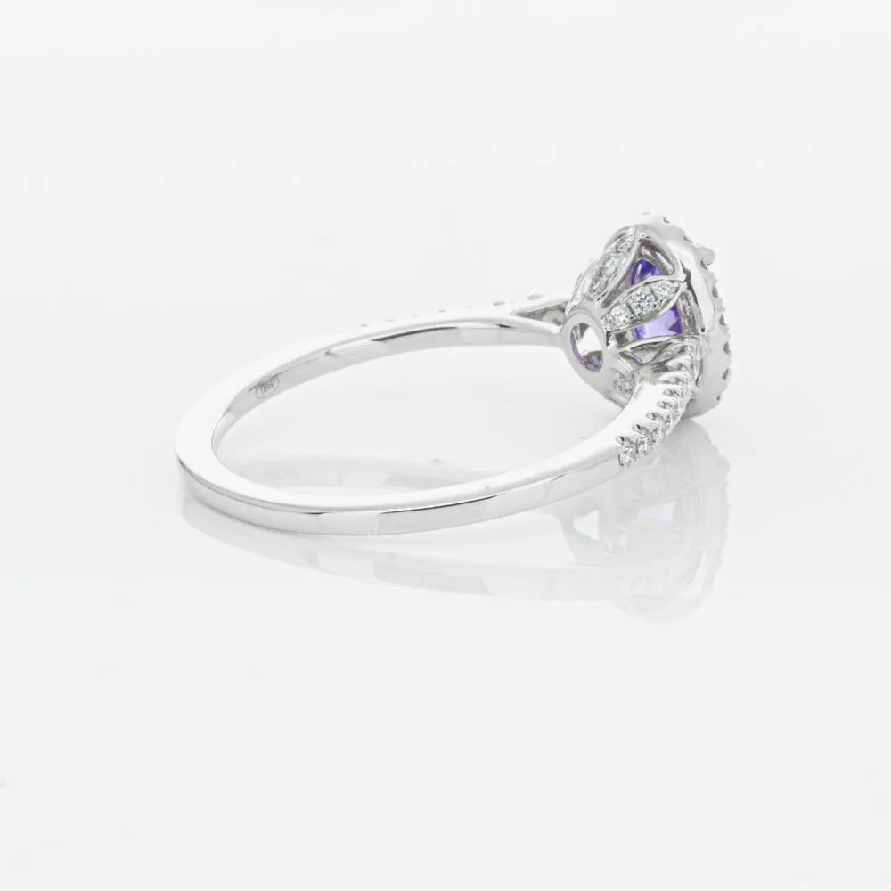 18ct White Gold .85ct Tanzanite & Diamond Mini Sierra Ring