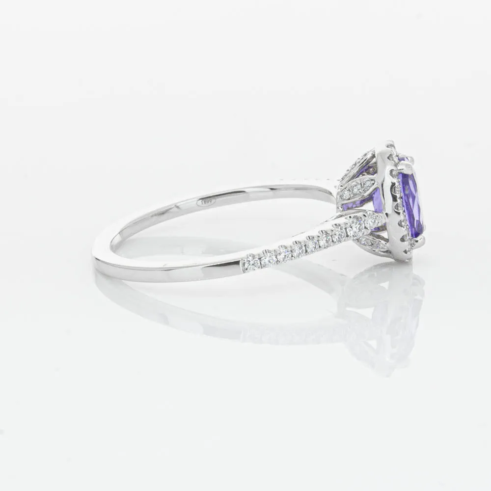 18ct White Gold .85ct Tanzanite & Diamond Mini Sierra Ring