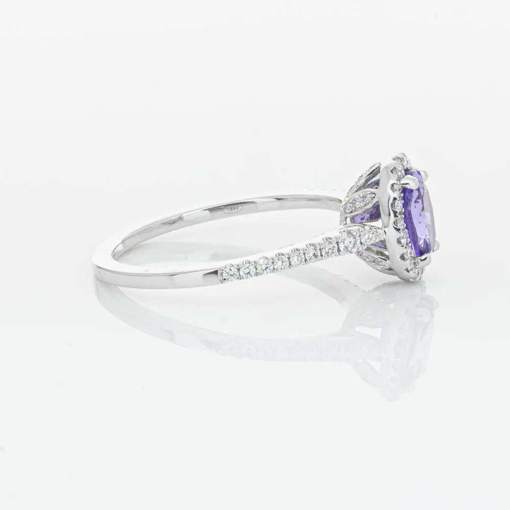 18ct White Gold .85ct Tanzanite & Diamond Mini Sierra Ring