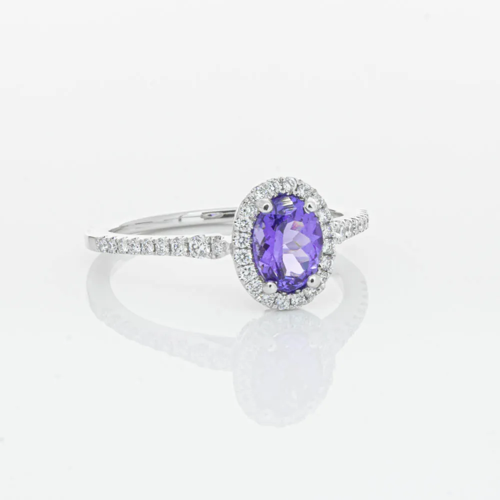 18ct White Gold .85ct Tanzanite & Diamond Mini Sierra Ring