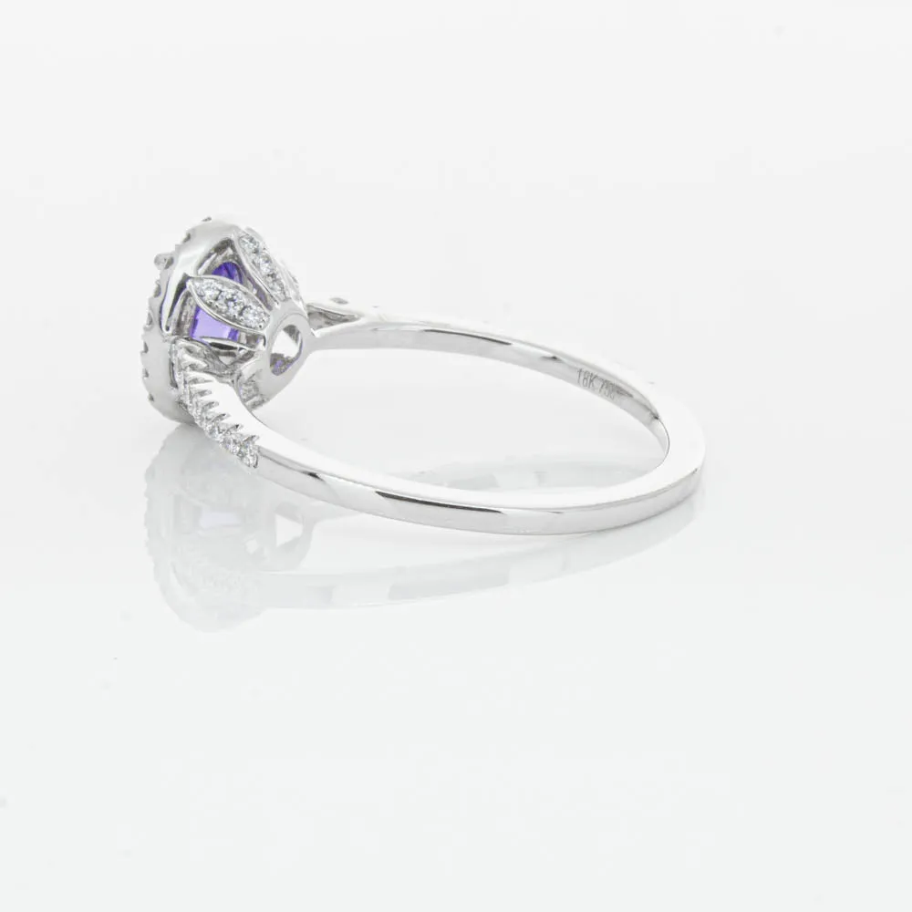 18ct White Gold .85ct Tanzanite & Diamond Mini Sierra Ring