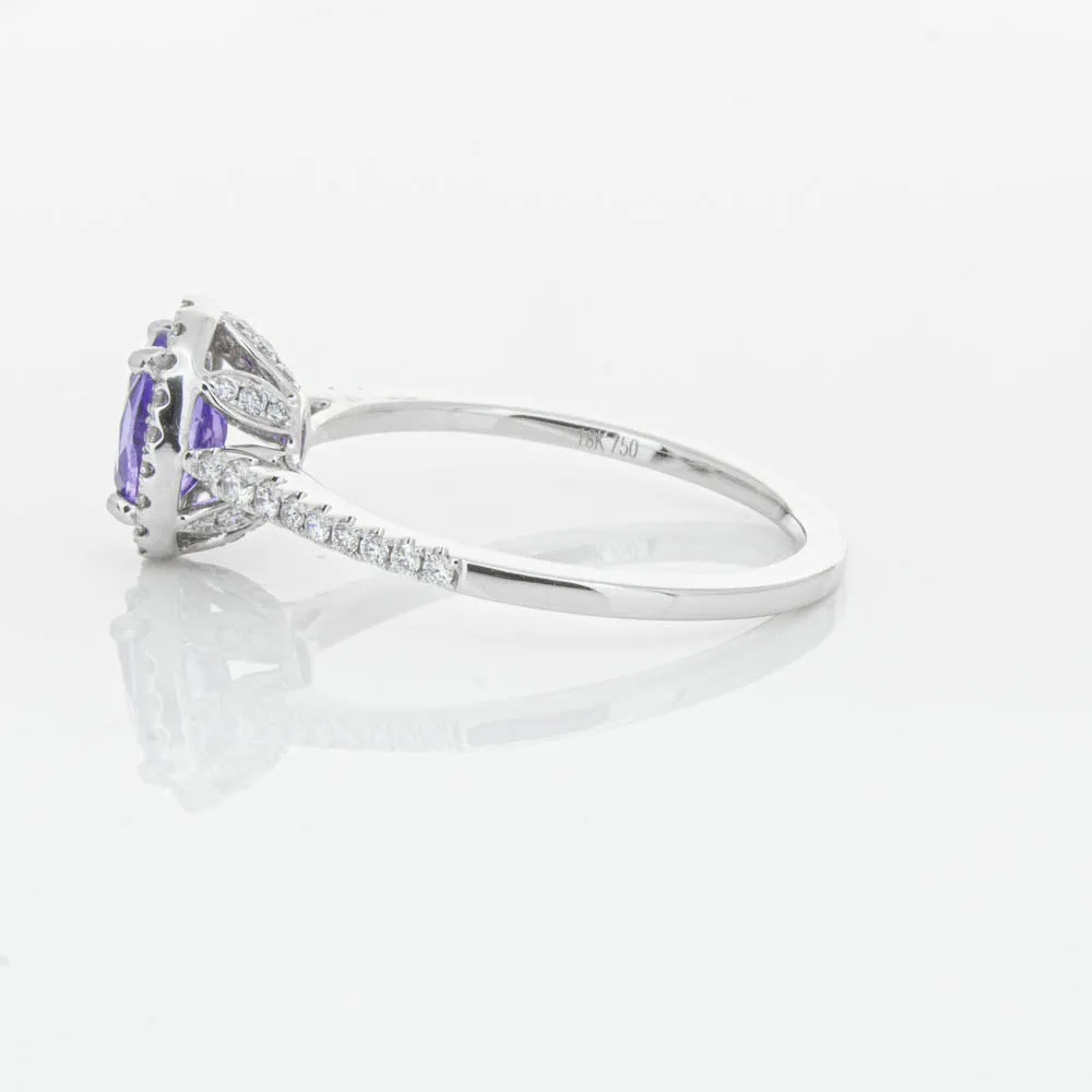 18ct White Gold .85ct Tanzanite & Diamond Mini Sierra Ring