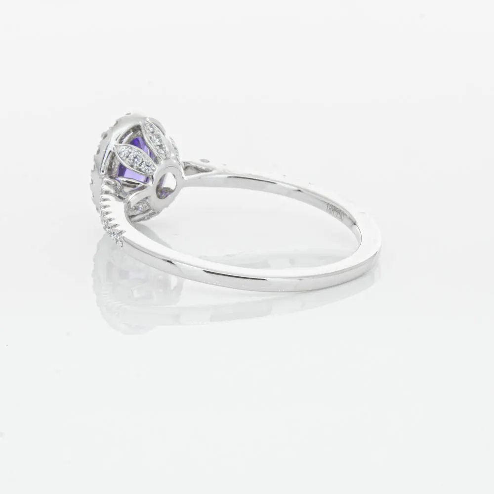 18ct White Gold .85ct Tanzanite & Diamond Mini Sierra Ring