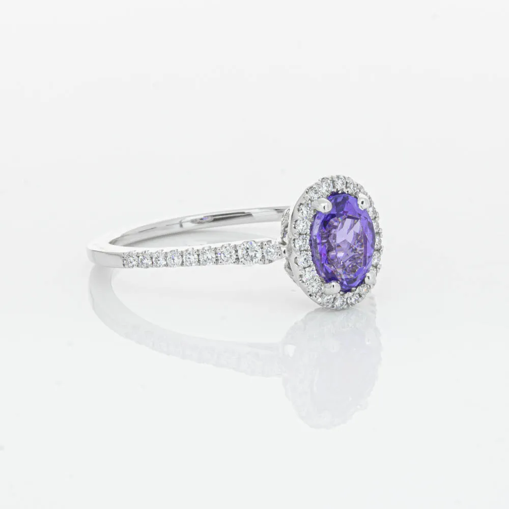 18ct White Gold .85ct Tanzanite & Diamond Mini Sierra Ring