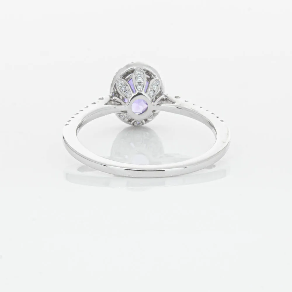 18ct White Gold .85ct Tanzanite & Diamond Mini Sierra Ring