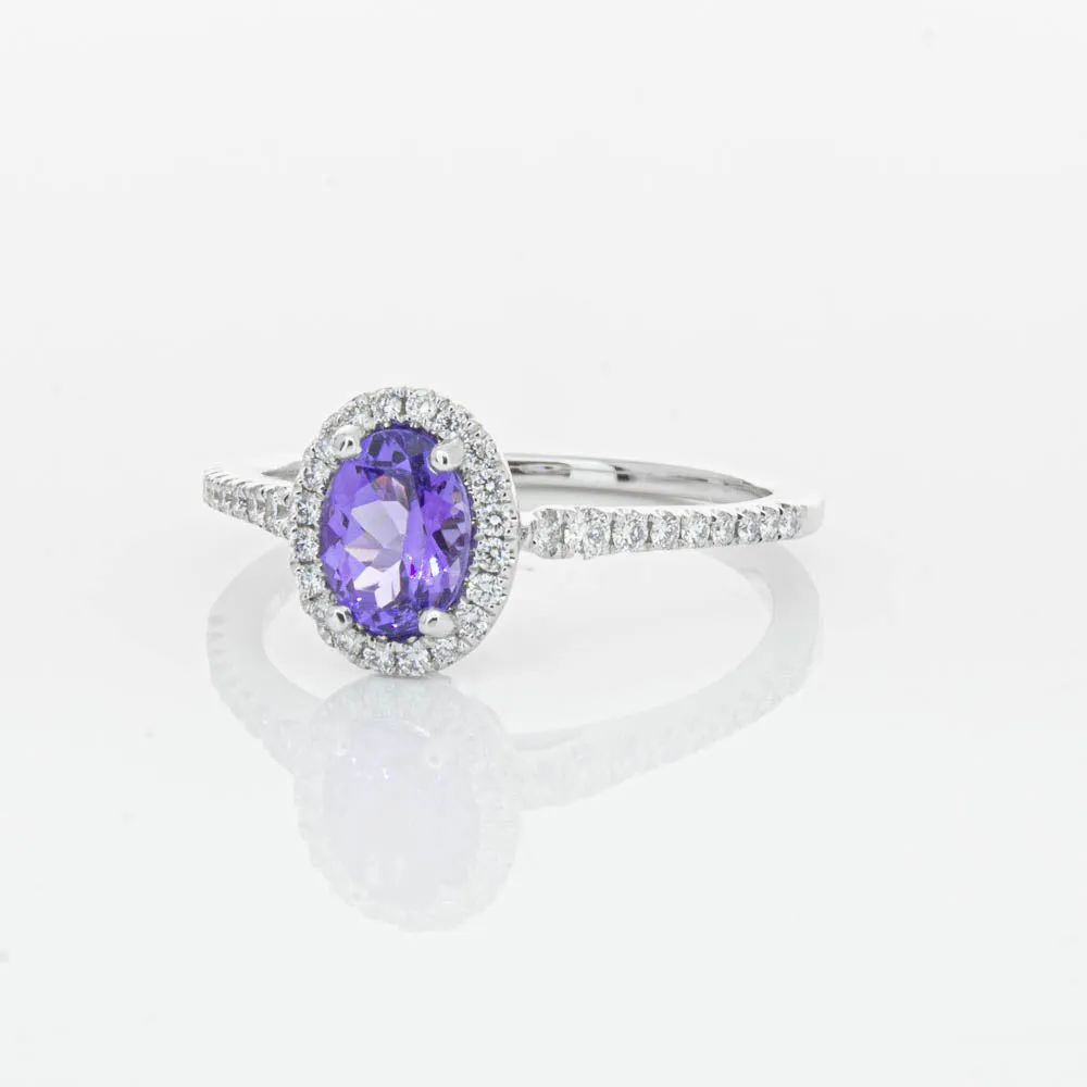 18ct White Gold .85ct Tanzanite & Diamond Mini Sierra Ring