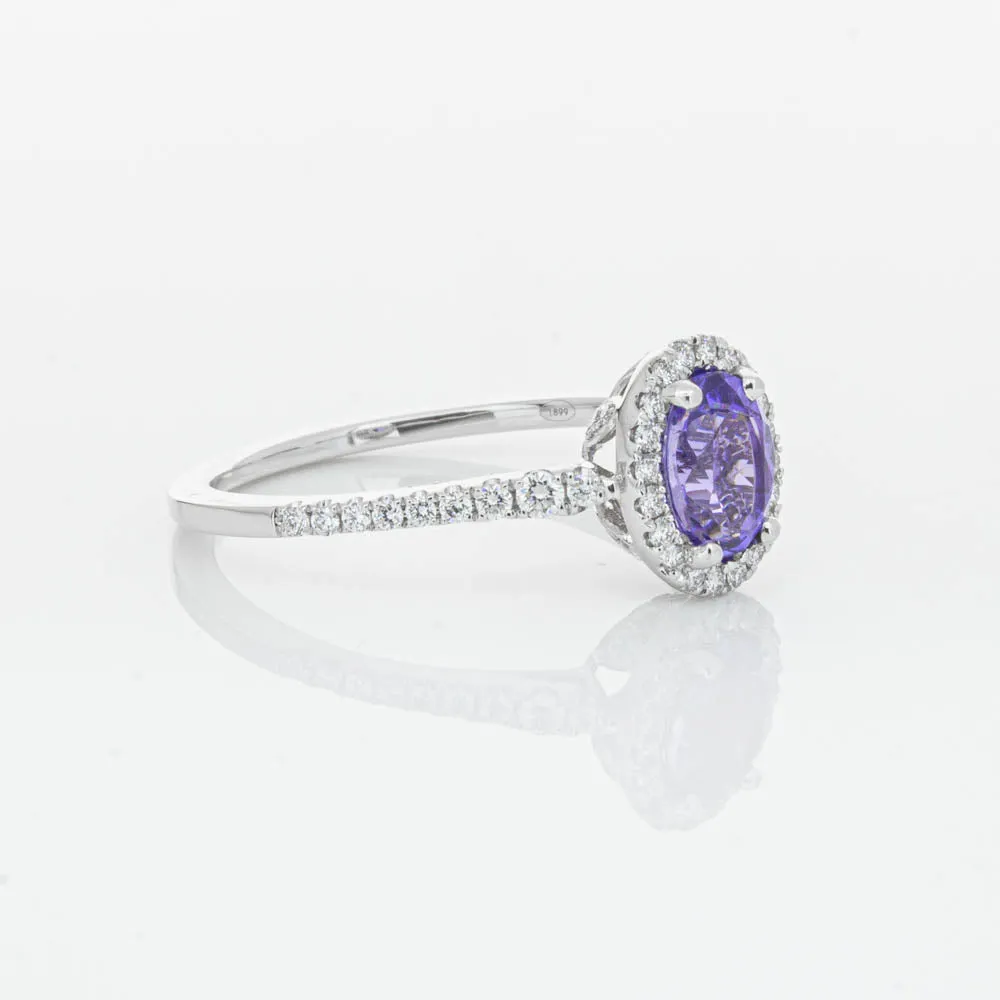 18ct White Gold .85ct Tanzanite & Diamond Mini Sierra Ring