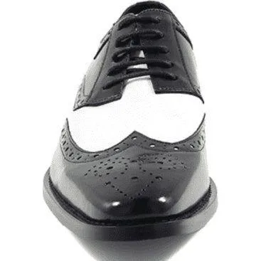 25092-111 Stacy Adams Tinsley Wingtip Oxford Men's Shoes Black White Lace Up