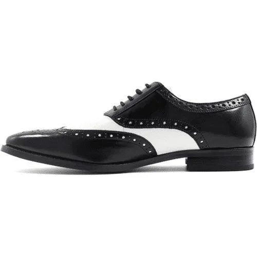 25092-111 Stacy Adams Tinsley Wingtip Oxford Men's Shoes Black White Lace Up