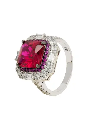 Anastasia Gemstone Cocktail Ring Silver Ruby