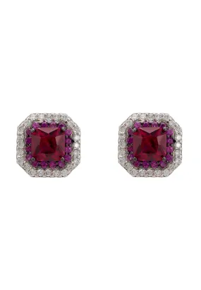 Anastasia Stud Earrings Silver Ruby