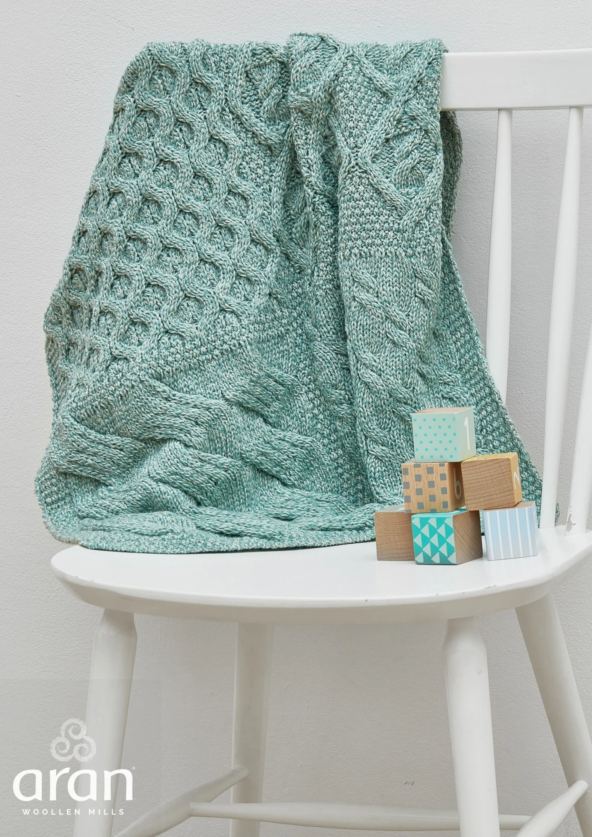 Aran Supersoft Baby Blanket | Mint