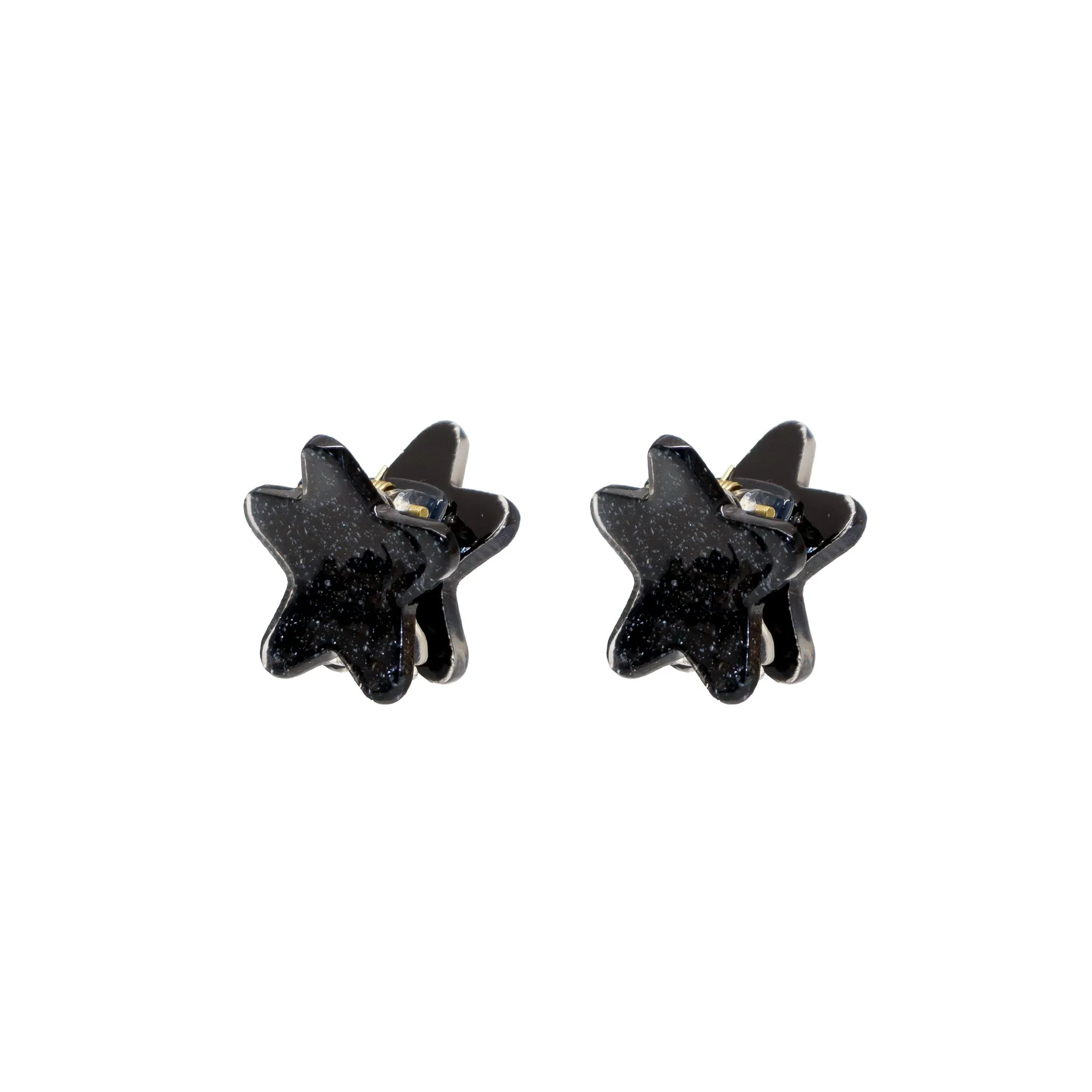 Baby Star Clip Set in Black Tinsel