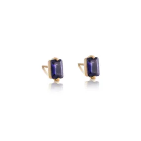 Baguette Mini Stud, Iolite, Gold