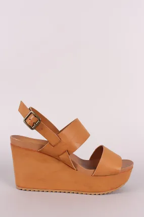 Bamboo Double Band Slingback Platform Wedge