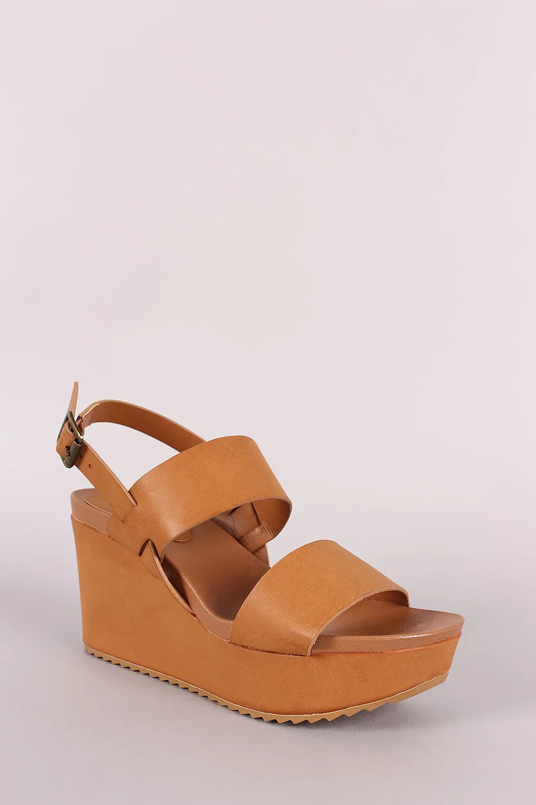 Bamboo Double Band Slingback Platform Wedge