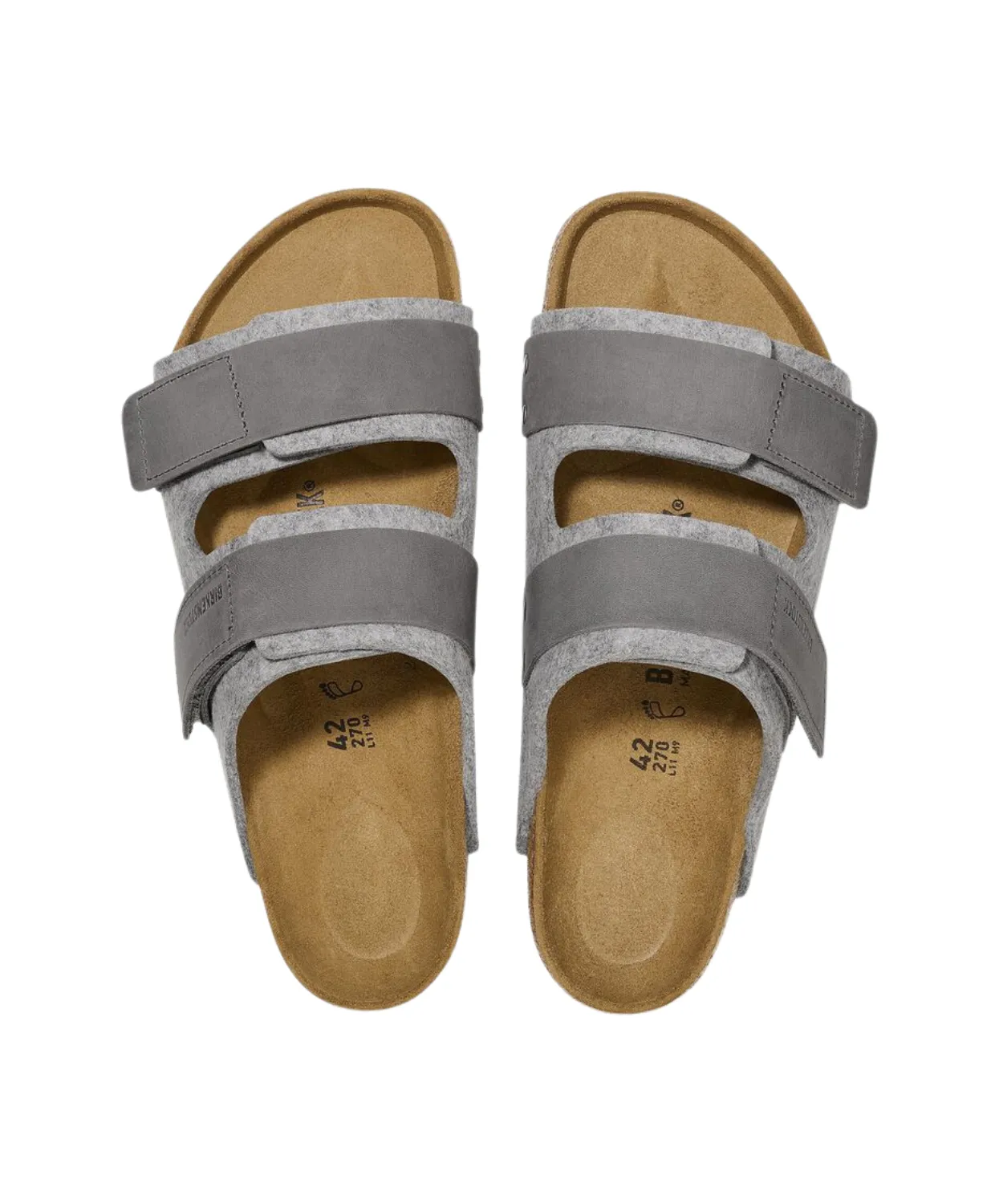 Birkenstock Uji Authentic Oiled Leather/Felt Light Grey Sandals