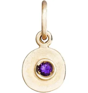 Birthstone Mini Disk Charm With Amethyst