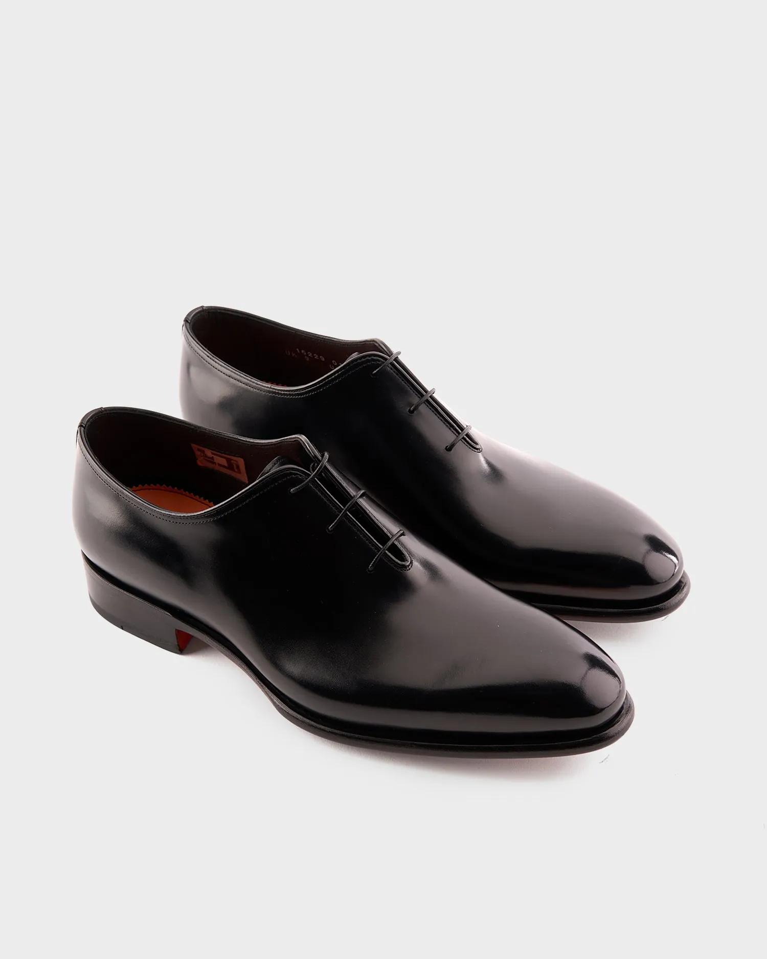 Black Polished Leather Oxford Shoes