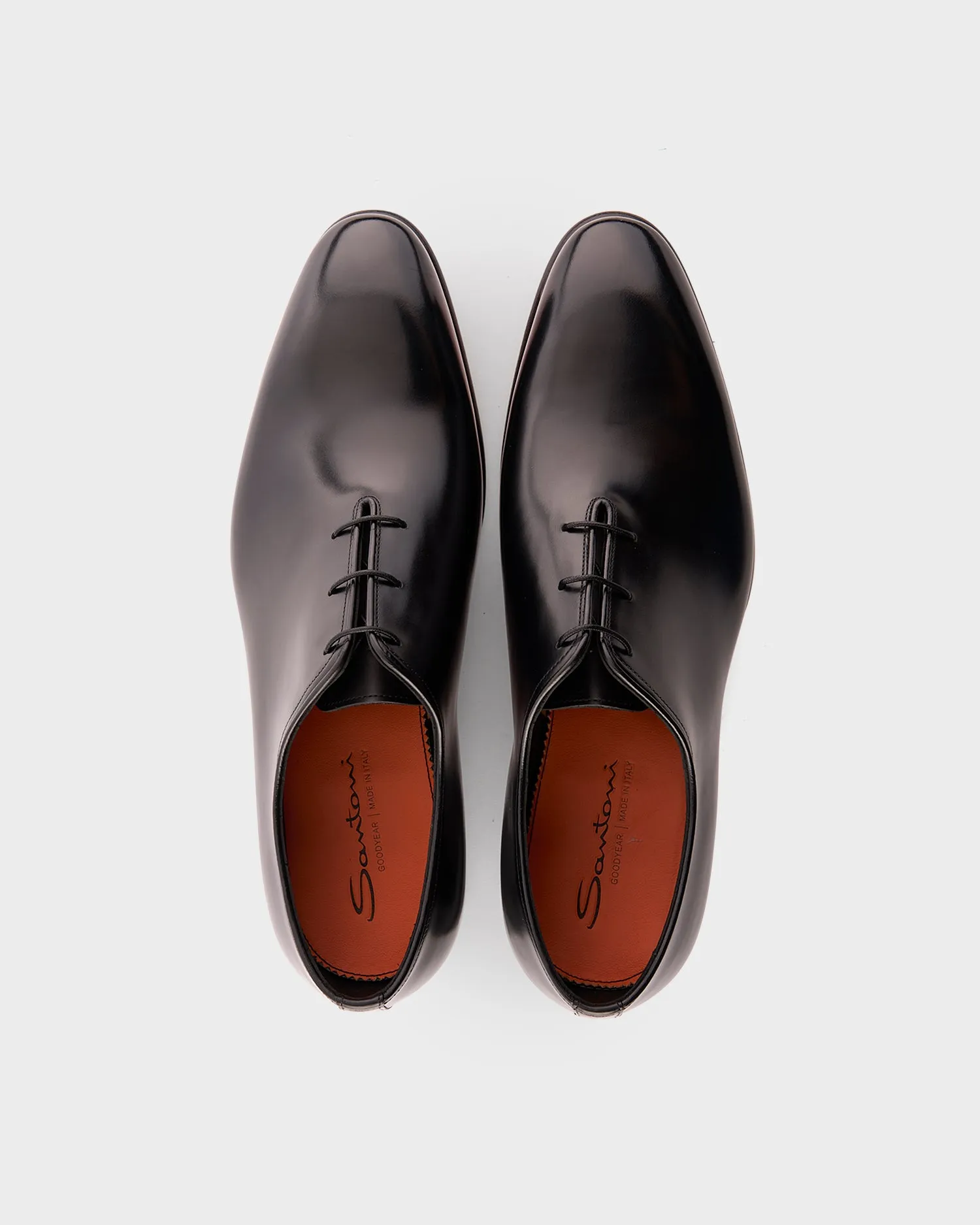 Black Polished Leather Oxford Shoes