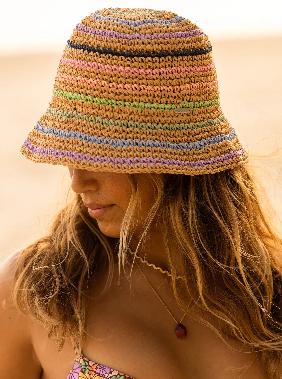 Candied Peacy Sun Hat - Natural