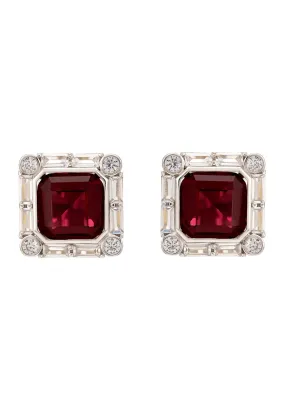 Chatsworth Clip On Earrings Ruby Silver